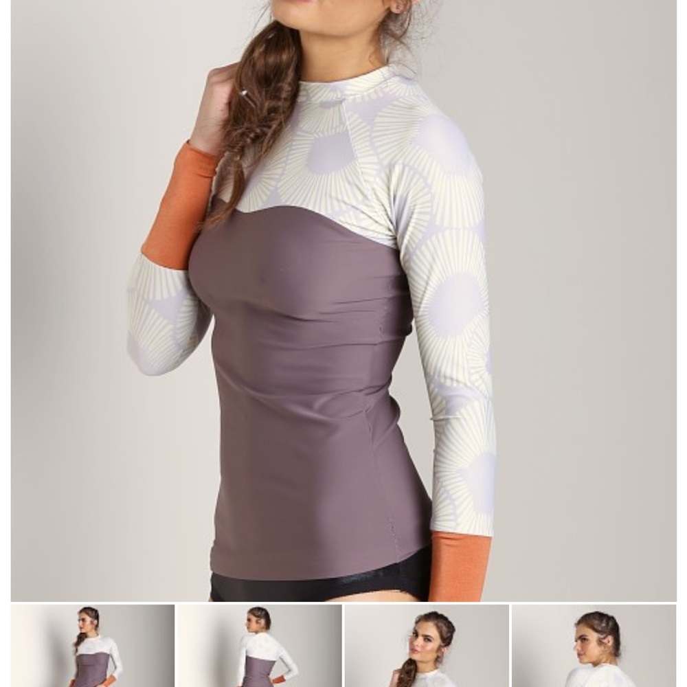 Seea Women's Rash Guard/Long Sleeve Top in Cream and Orange